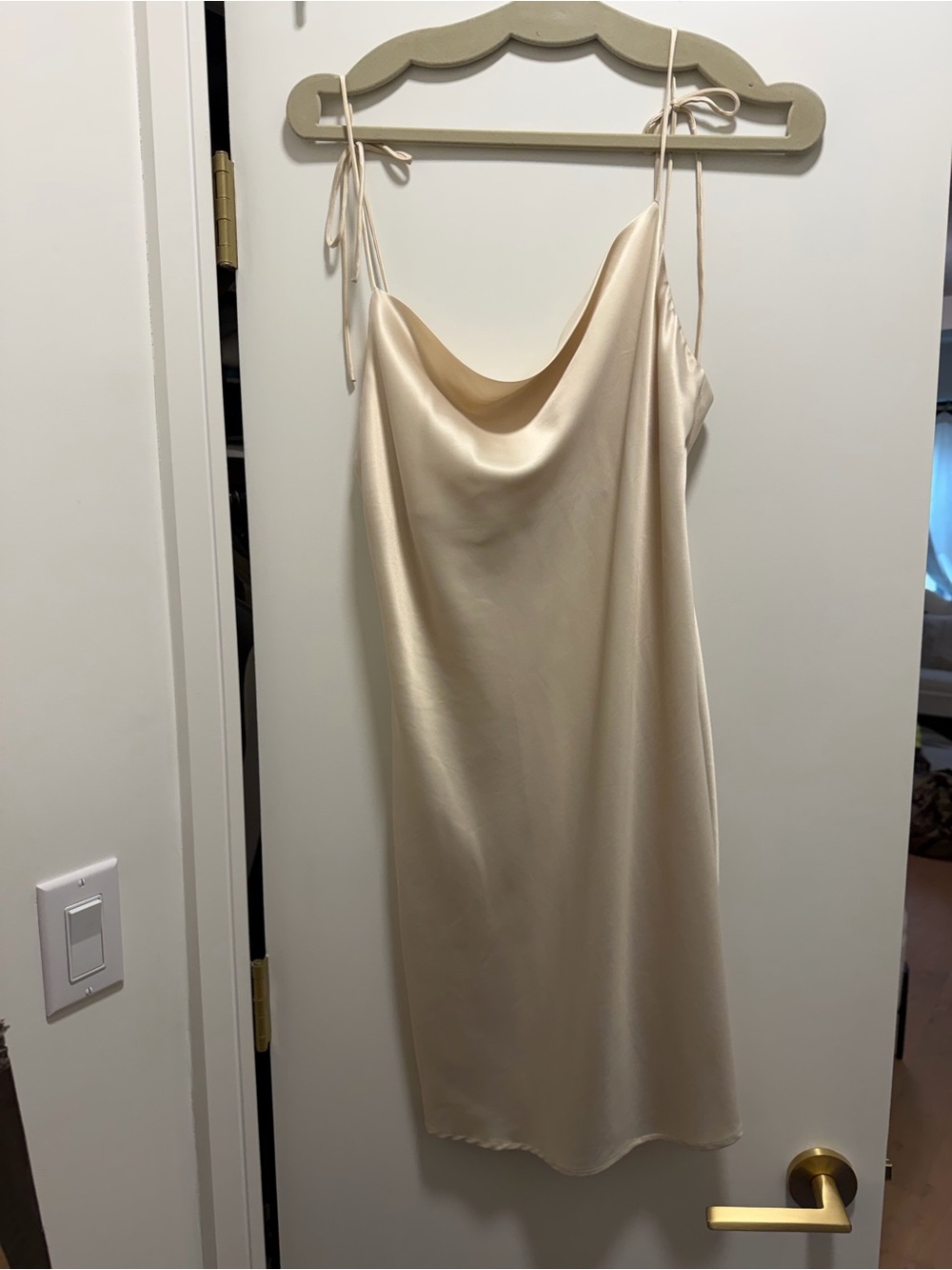 Zara Cream Satin Cowl Neck Slip Dress
